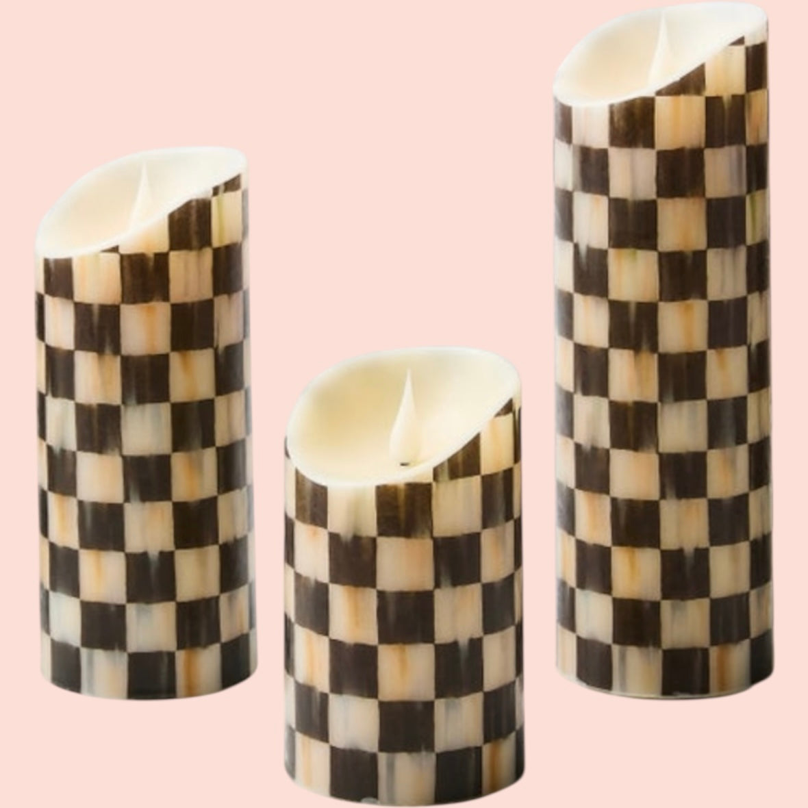 Courtly Check Flameless Candles, Set Of 3