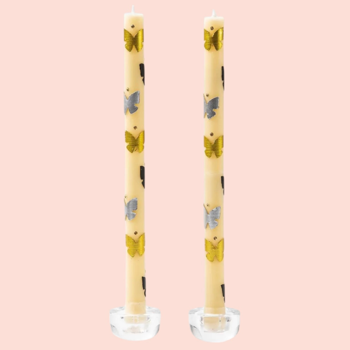 MacKenzie-Childs
Butterfly Silver/Gold Dinner Candles, Set of 2